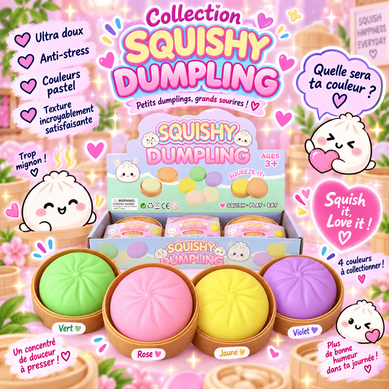 Squishy Dumpling Pastel – Petit Pain Vapeur Catégorie Squishies Gourm