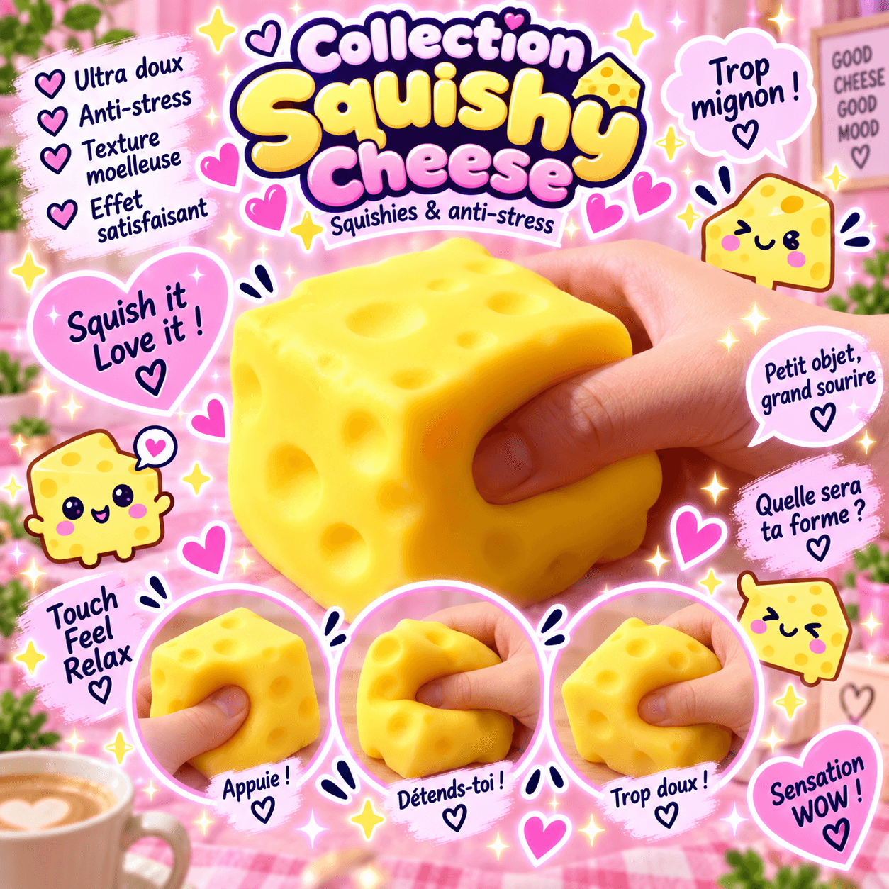 Squishy Cheese – Fromage Kawaii Catégorie Squishie