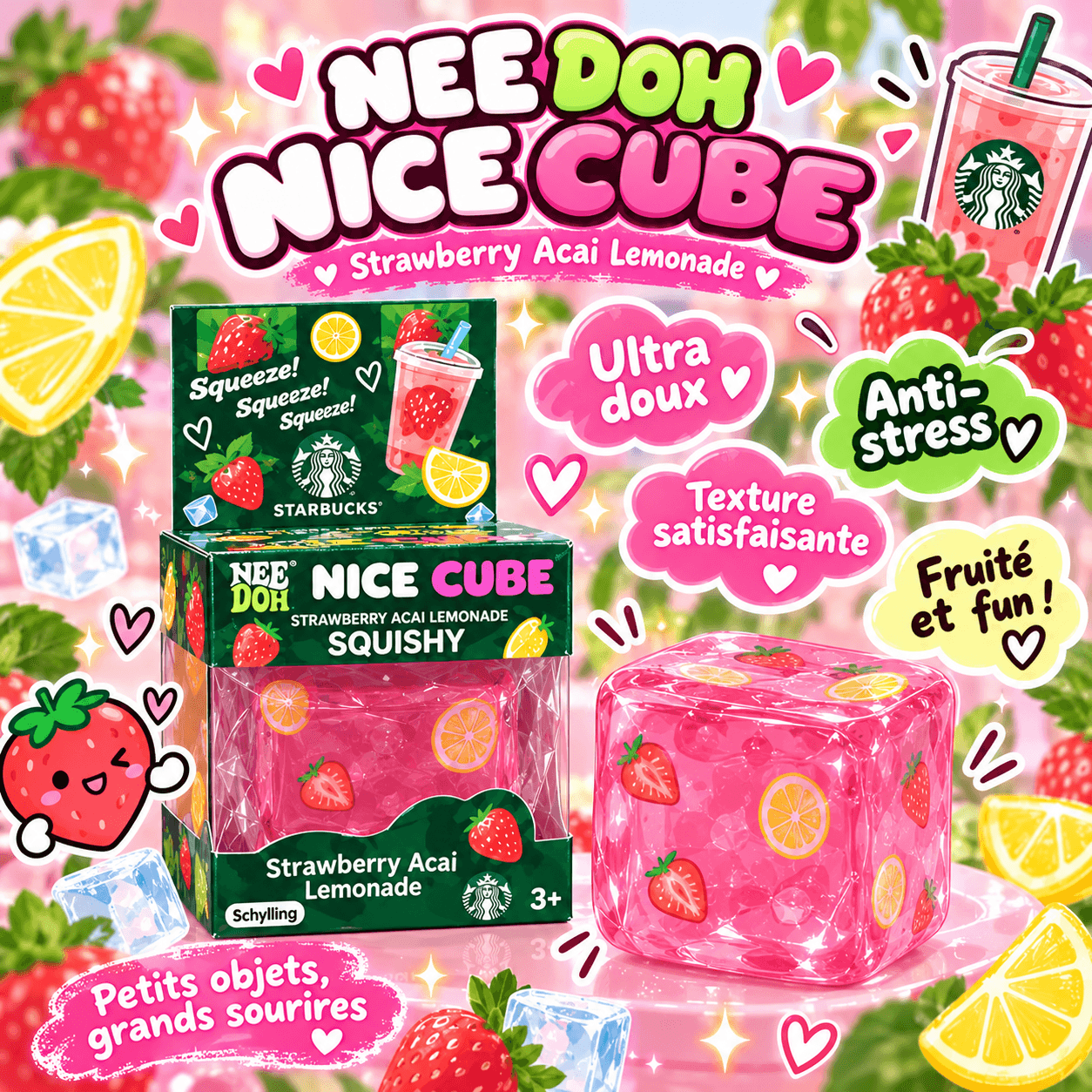 Squishy Nice Cube Fraise Açaï Citronnade