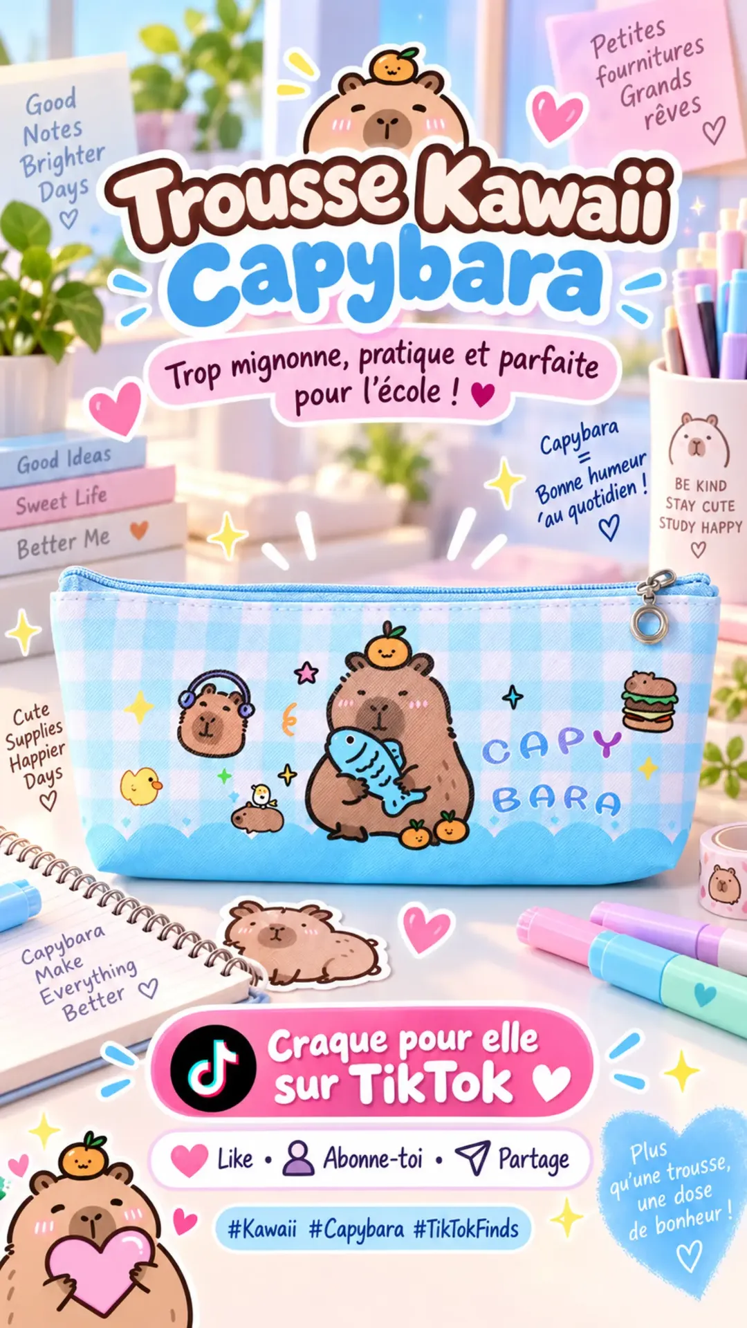 Trousse Capybara Kawaii