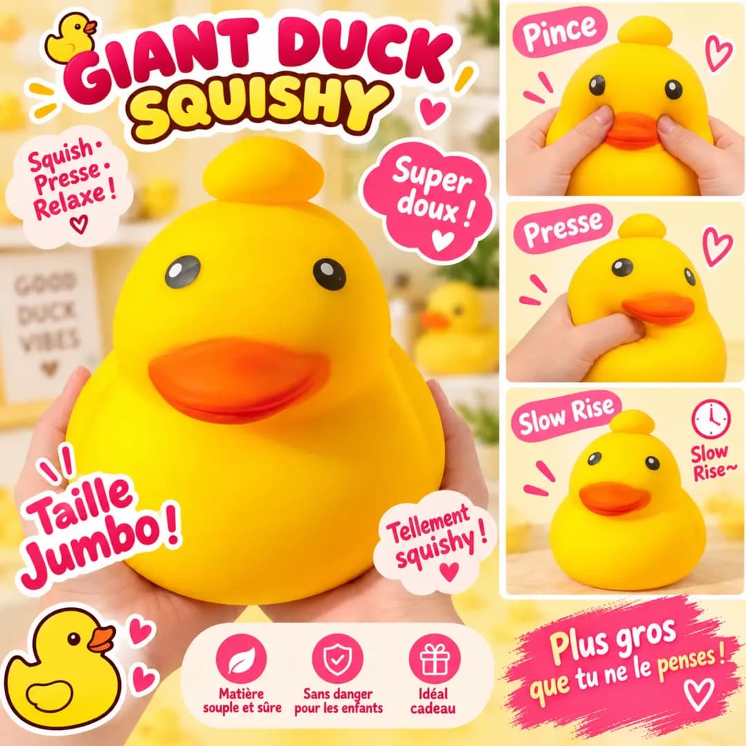 Canard Squishy Géant Jaune